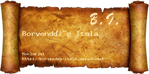 Borvendég Itala névjegykártya